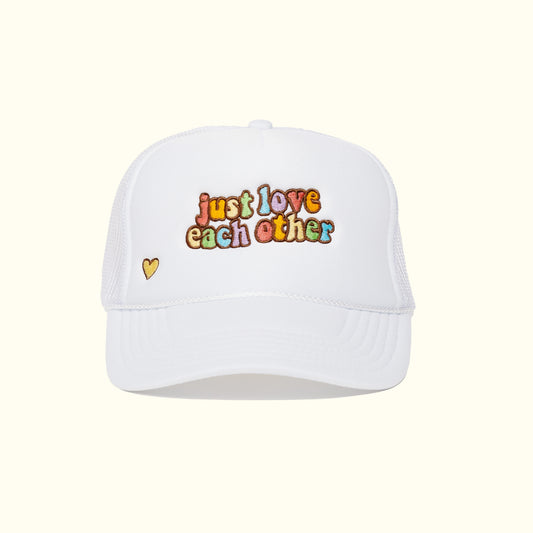 Just Love Each Other Rainbow Trucker Hat